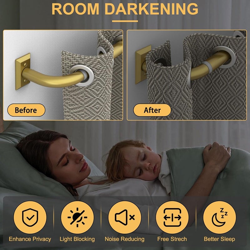 hei! dear Gold Curtain Rods, Heavy Duty Wrap Around Curtain Rod for Windows 28 to 48 Inch, Adjustable Decorative Blackout Drapery Pole, Modern Room Darkening Rod for Blackout Curtains, Brass - Image 5